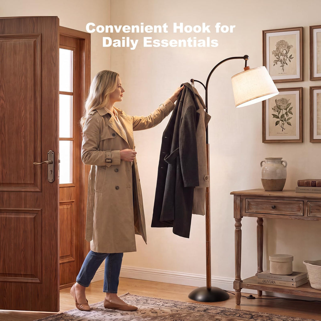 Floor Lamp, 9W 850lm Smart LED Arch Floor Lamp - Black Base