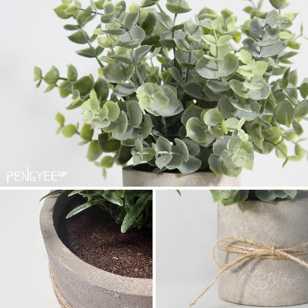 4 Pack Small Potted Eucalyptus Fake Plants Shelf