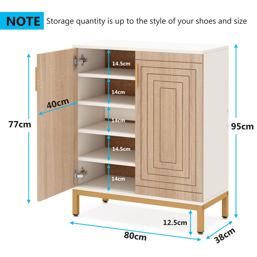 Shoe Cabinet, 20 Pairs Modern Shoe Storage Cabinet with Doors, 6-Tier Freestanding Entryway Shoe Organizer Rack