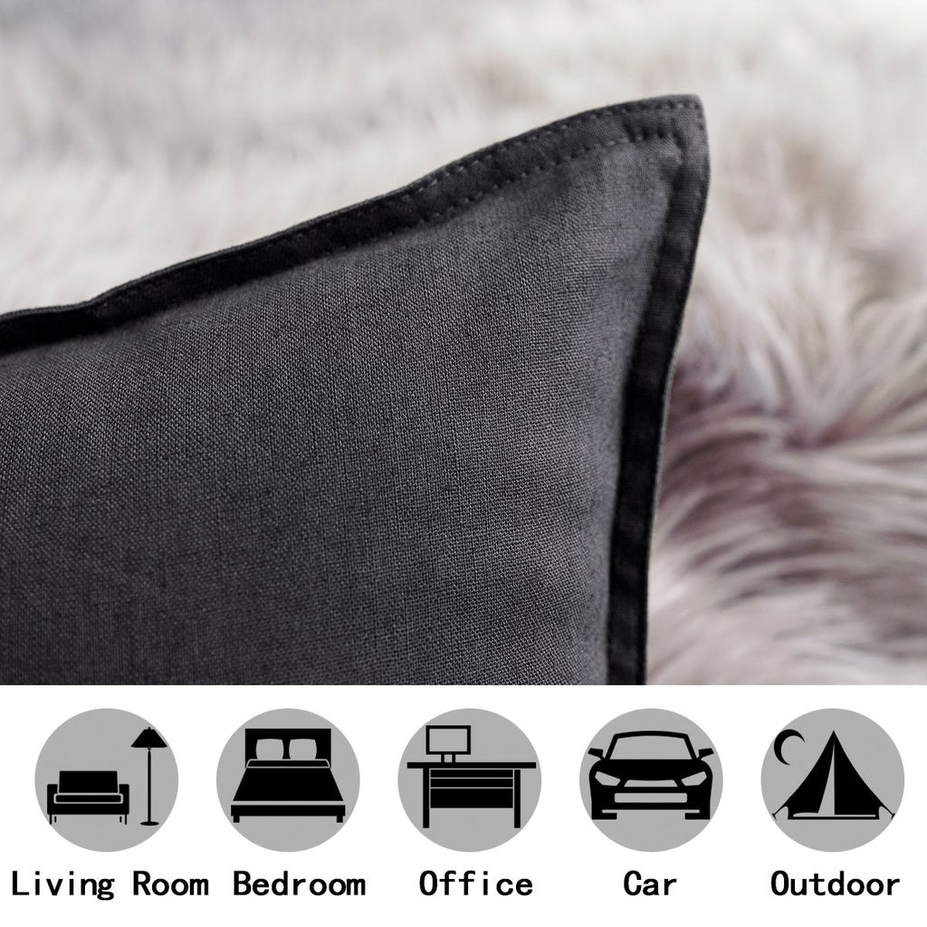 Set of 2 Decorative Cotton Linen Couch Throw Pillow Case 26"x26" Sofa Pillow Durable Classy, Comfortable Cushion