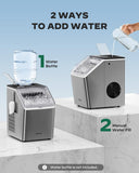 Ice Makers Countertop, 44lbs Per Day, 2 Ways to Add Water, Auto Self-Cleaning, Stainless Steel Ice Machine Bar Party