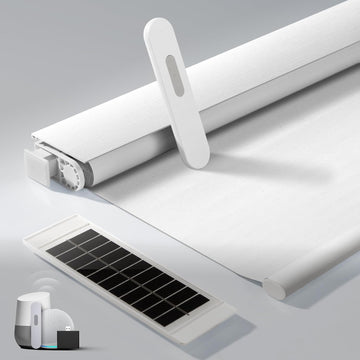 No Drill Motorized Blinds with Remote, Automatic Roller Shades | Easy Install, Rechargeable Blackout Smart Blinds &