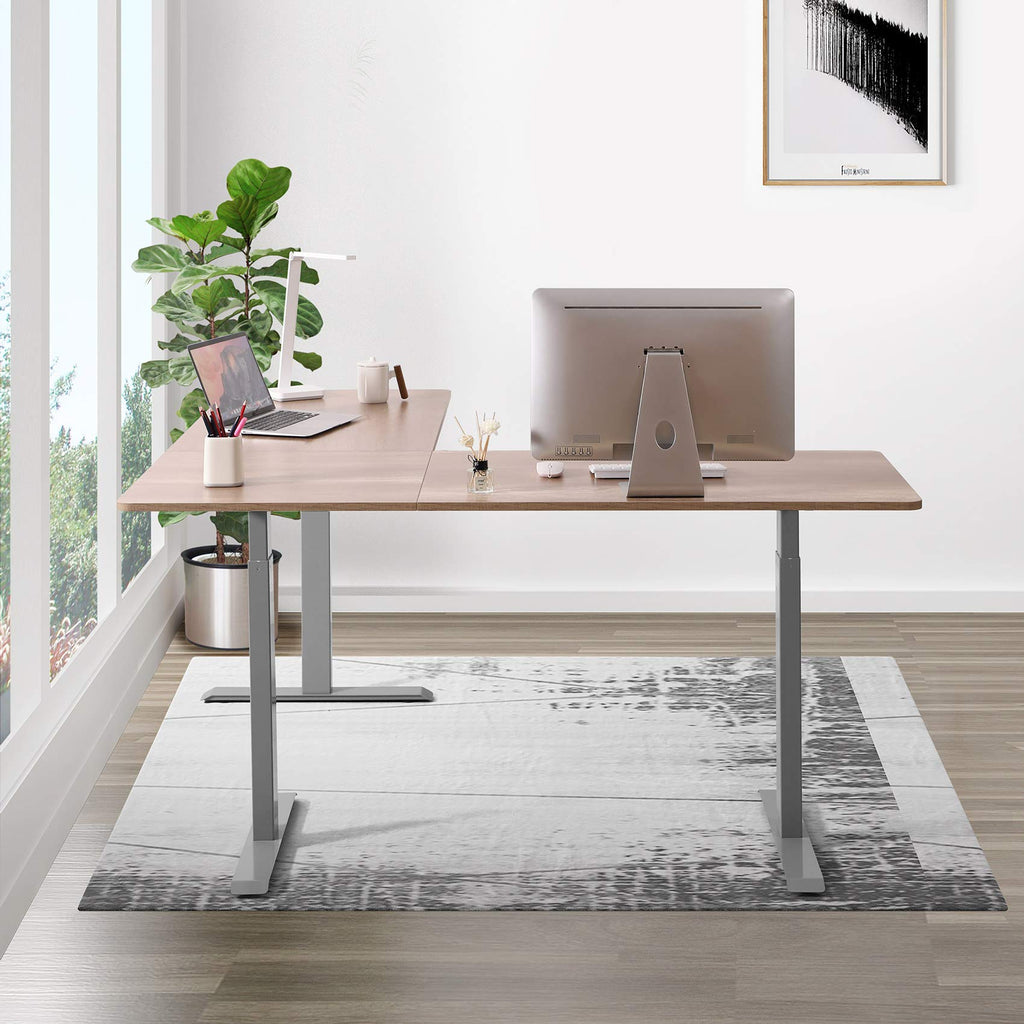 L Shaped Standing Desk, Manual Hand Crank Height Adjustable Corner Desk