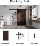 48in x 84in Brown Wood Barn Door with 8ft Barn Door Hardware Track Kit Included, Double Surfaces,Sim