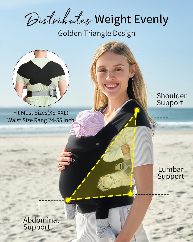 Newborn Carrier, Ergonomic, Cozy Baby Carrier, Black