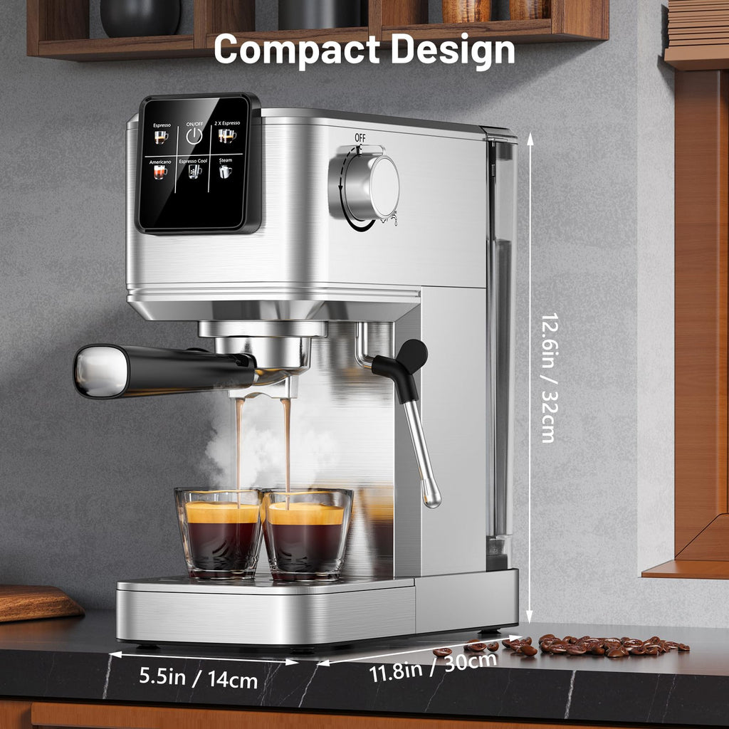Espresso Machine 20 Bar with Touch Screen, Hot & Iced Coffee Makers, Stainless Steel Espresso Maker with Rapid Cold