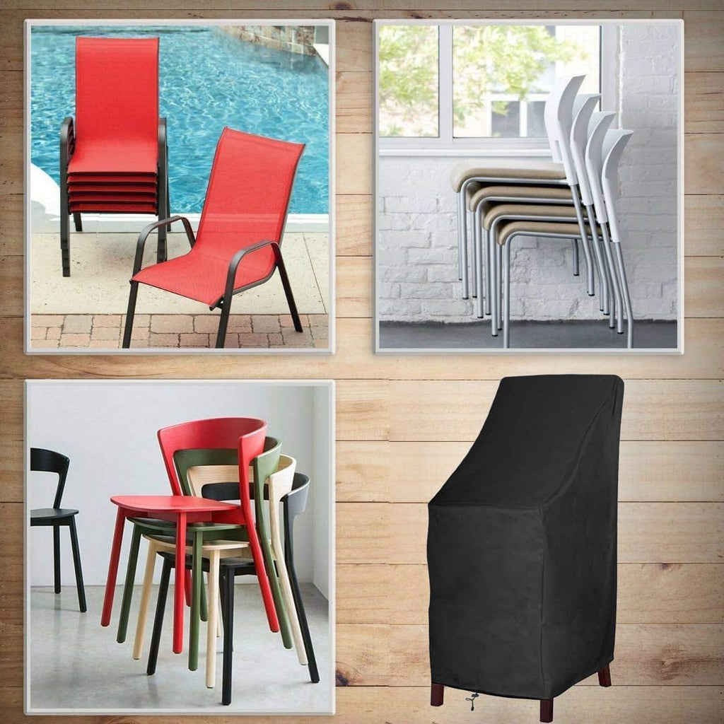High Back Patio Chair Cover, Stackable Outdoor Chair Covers, Durable 600D Oxford Barstool Chair Covers, Heavy Duty