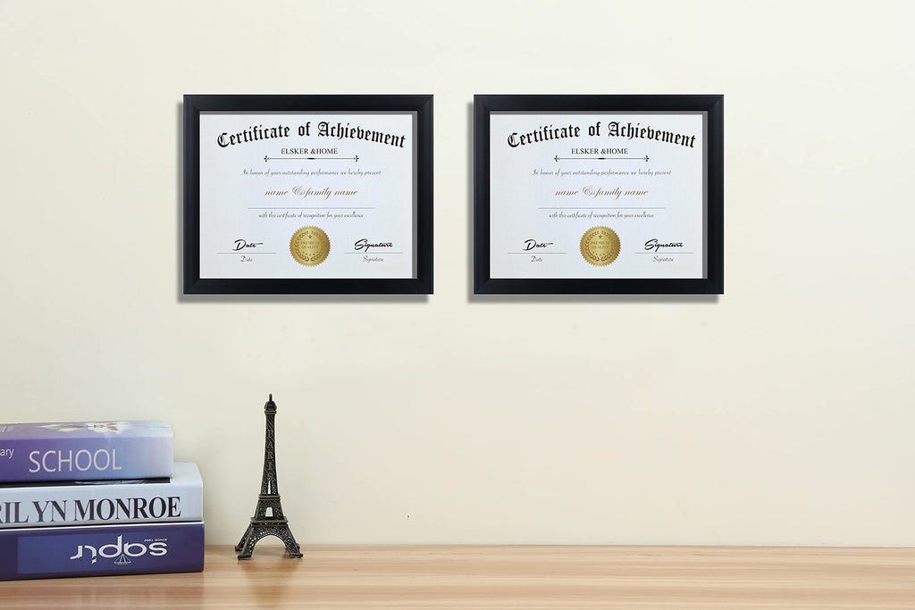 8.5x11 Certificate Frame - Classic Black Color Frame - Document&Certificate - Displays Diploma 8.5x11 Inch - For