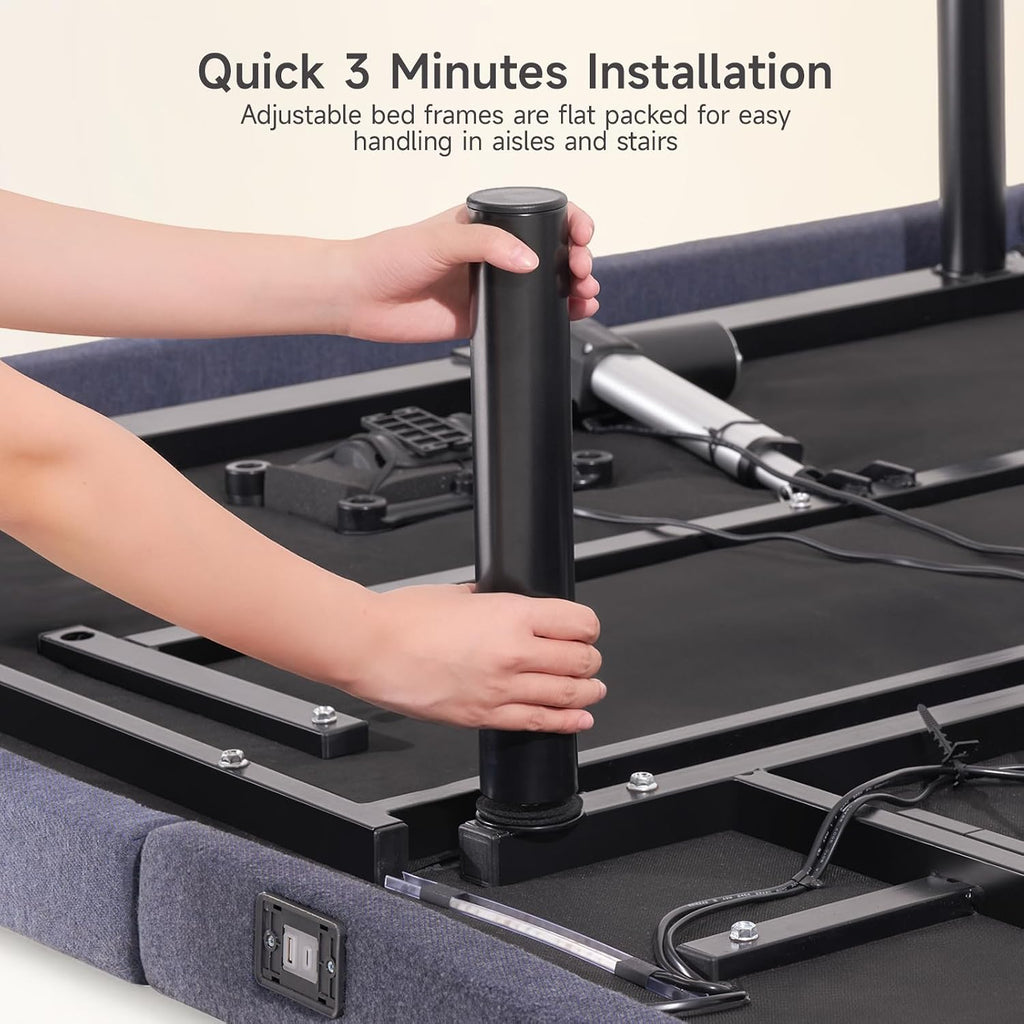 Twin XL Adjustable Bed Frame with Wireless Remote, 3 Massage Modes