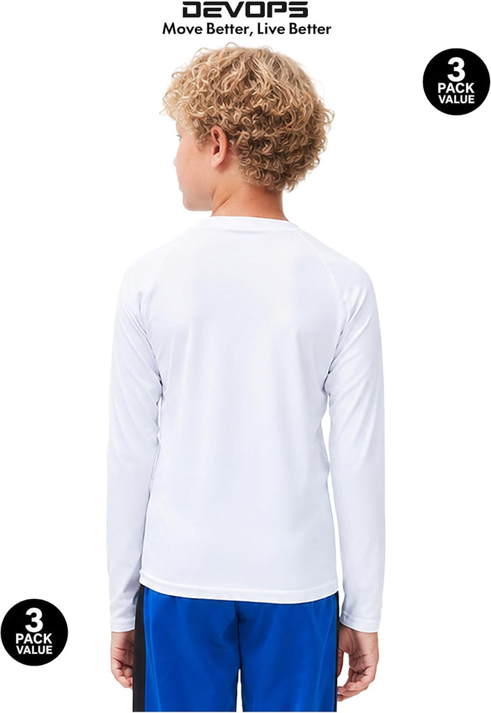 3 Pack Boys Compression Shirts Long Sleeve Athletic Baselayer