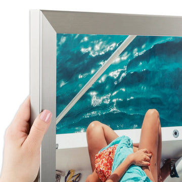23x35 Inch Silver Picture Frame, This 1.2500 Inch Custom Poster Frame is Stainless Steel - Comes with Acrylic and