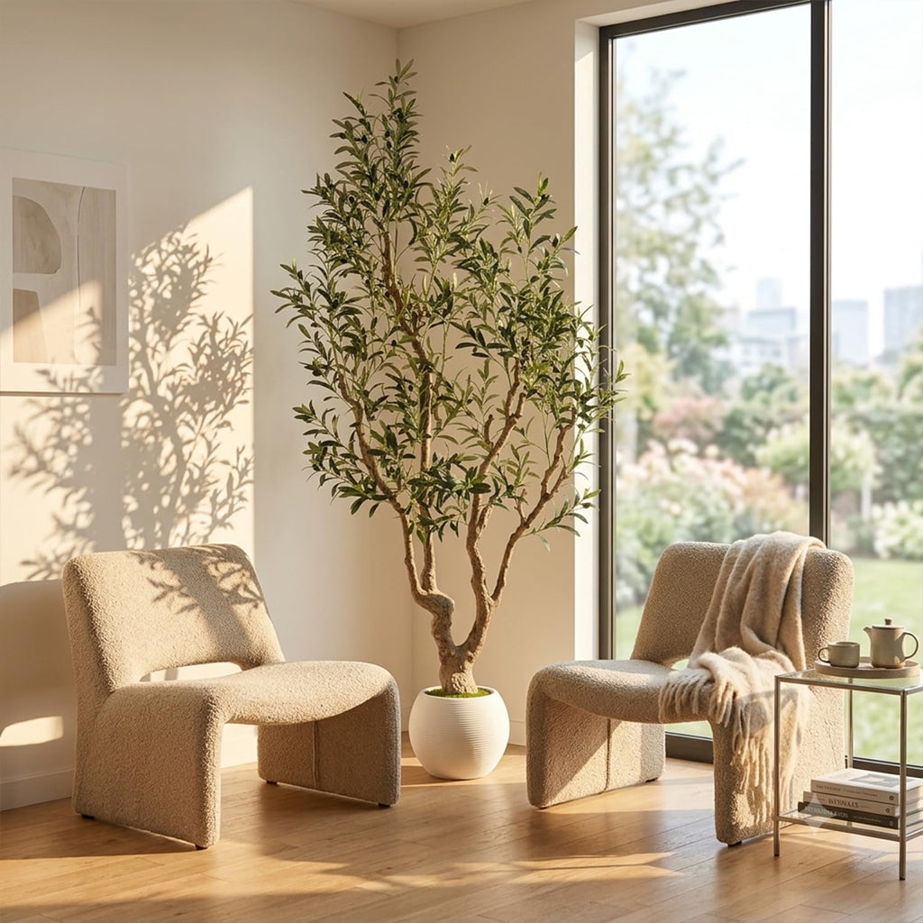 Olive Tree with White Pot - 7FT Faux Olive Tree Decor