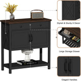 Farmhouse Console Table, Entryway Table with Storage Shelf, Coffee Bar Cabinet, Narrow Buffet Sideboard for Kitchen