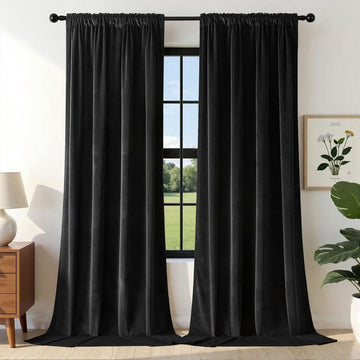 White Velvet Curtains 84 Inches 2 Panels, Luxury Thermal Insulated Soft White Curtains, Room Darkening Velvet Drapes