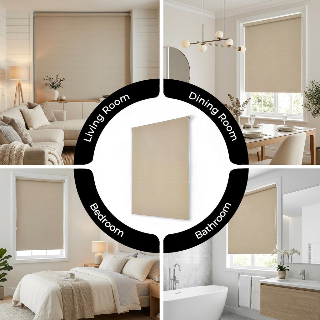 Blackout Roller Shades Blinds for Windows Beige