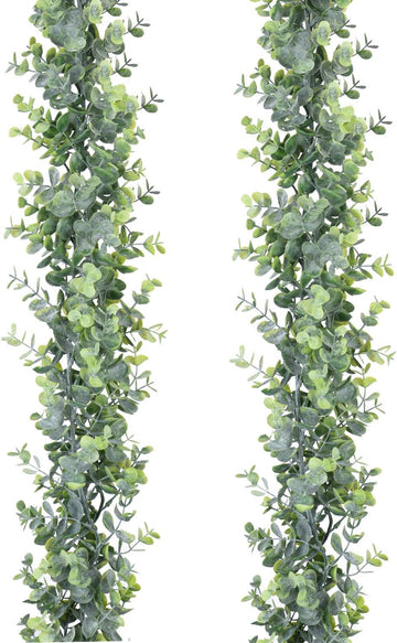 Faux Eucalyptus Garland Plant, 2 Pack Artificial Vines Hanging Eucalyptus Leaves Greenery Garland for Wedding - Set of 2
