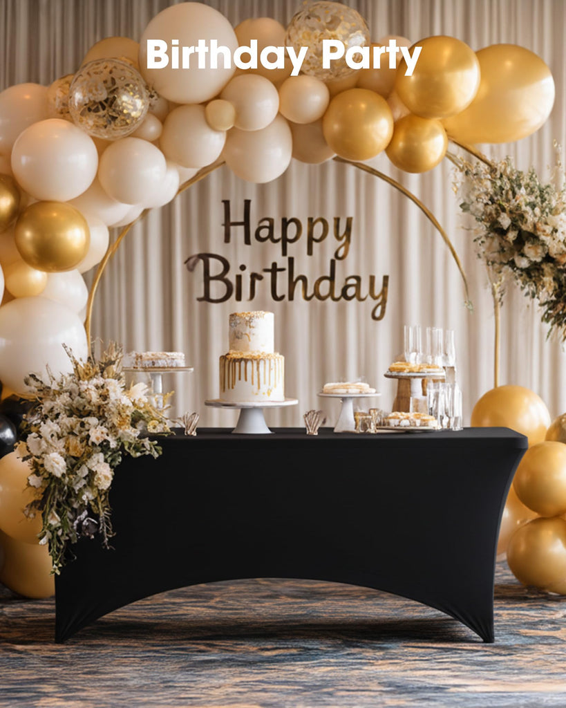 Spandex Tablecloth 6ft 8 Pack Black