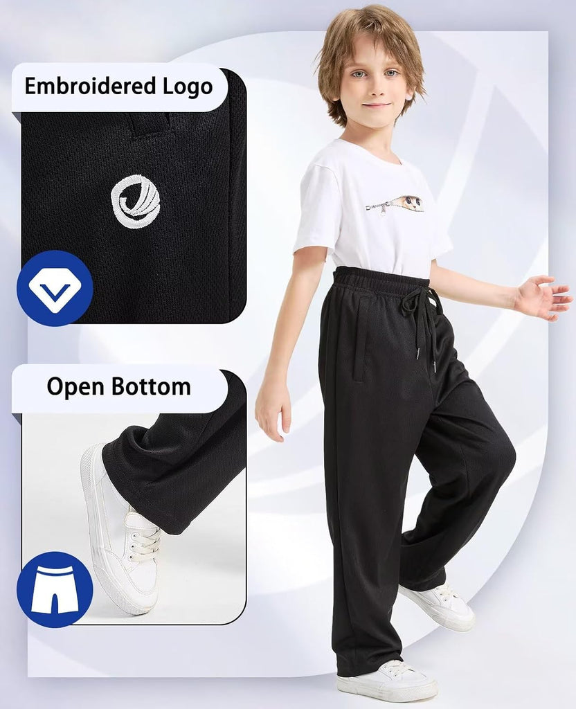 Boys Sweatpants with Zip Pockets 5Pack Athletic Pants Mesh Joggers for Boys