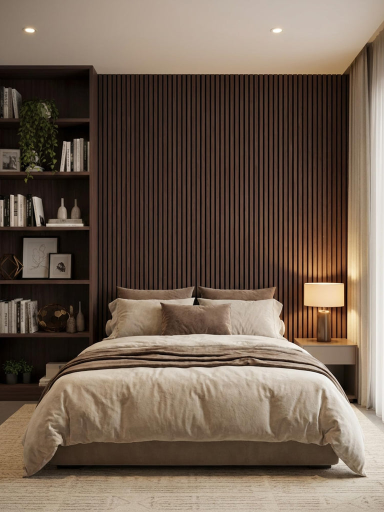 Wood Panels for Wall, Walnut, 4 Pcs, 94.5x12.5 in