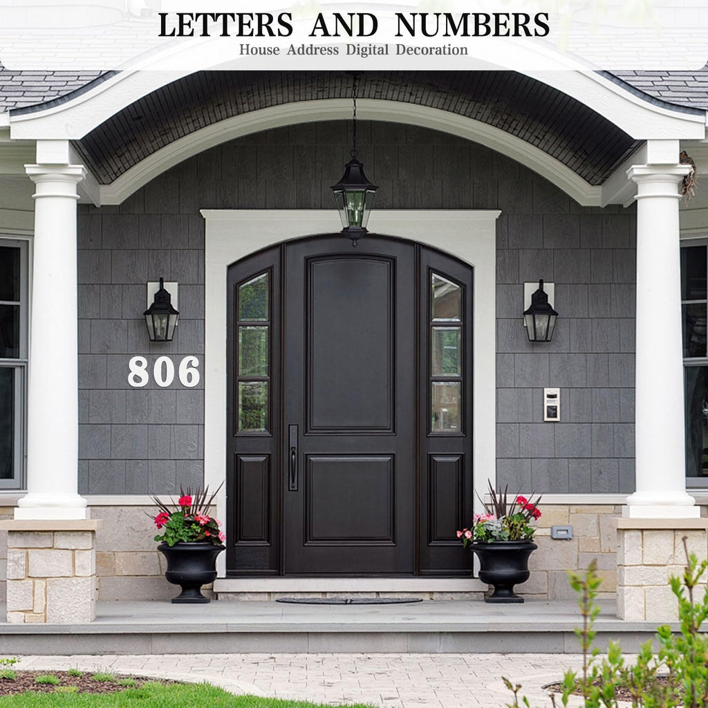 16 Inch White Metal House Numbers and Letters, Garden Door Mailbox Decor Numbers With Nail Kit, Modern Address House