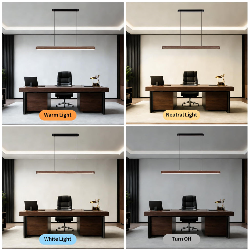 47 Inch Wood Grain Linear Pendant Light Kitchen Island Chandelier