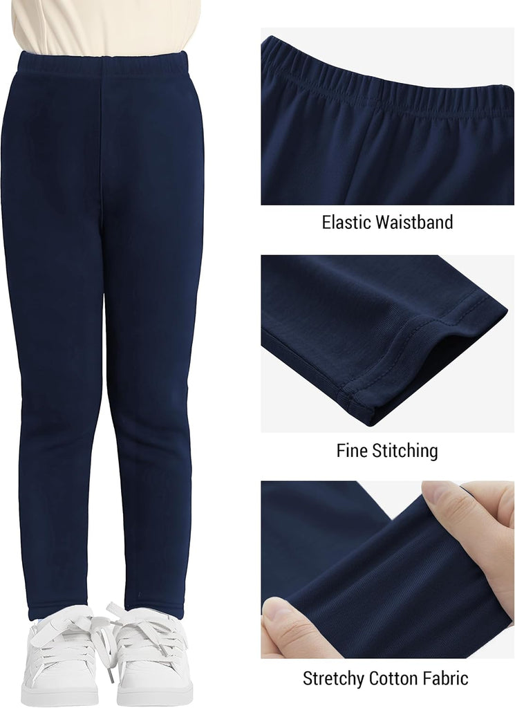 Girls Leggings 4 Pack Cotton Blend Stretch Full Length Pants