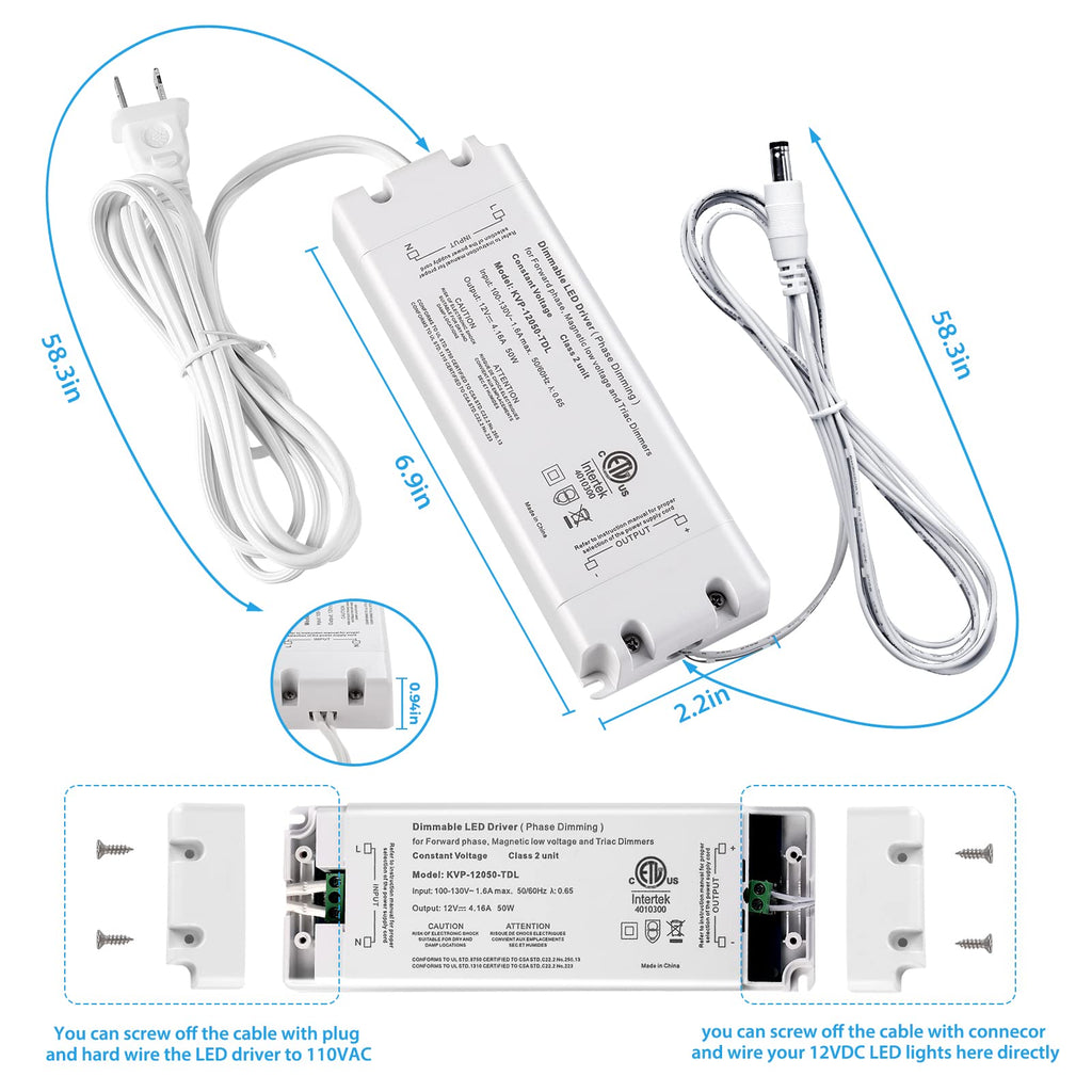 Under Cabinet LED Lights Kit Dimmable by AC in-wall Dimmer.