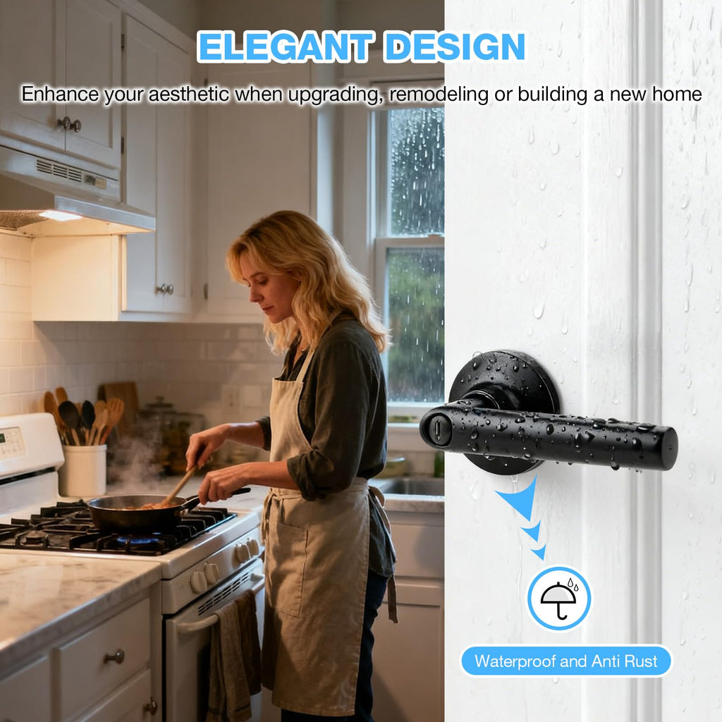 1 Pack Black Privacy Door Handle, Matte Black Door Handles Interior, Heavy Duty Door Levers, Black Bathroom Door