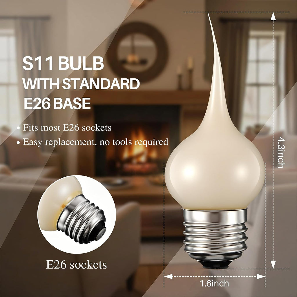 10 Pcs S11 Silicone Dipped Candle Light Bulbs,Pearl Finish Exterior