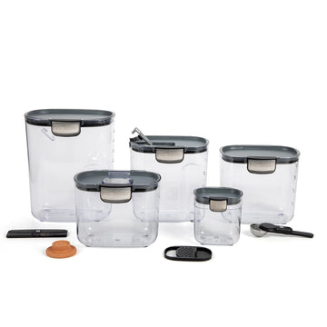 Airtight Food Storage Container Set - Clear Plastic Flour and Sugar Canister Set with Magnetic Accessories