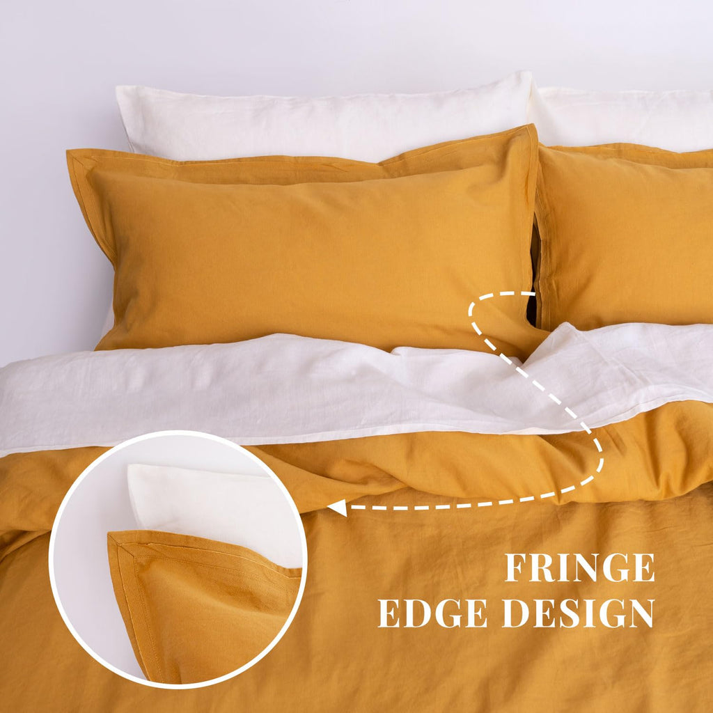 French Linen Duvet Cover Queen Size-3 Piece Linen Cotton Mix Bedding Set (90"x92") Comforter Cover, Stonewashed