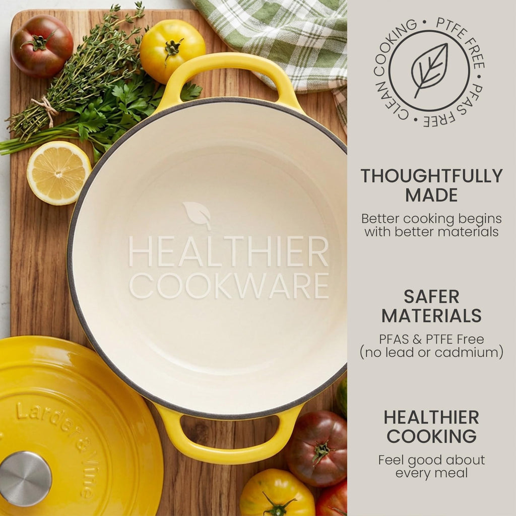 5.7 qt Enameled Cast Iron Dutch Oven Pot with Lid, Limoncello