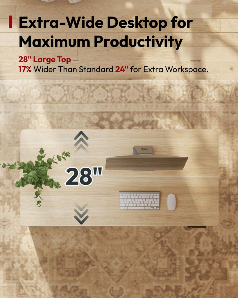 Executive Standing Desk w/Drawers & Dual Motor, White Oak & 55"