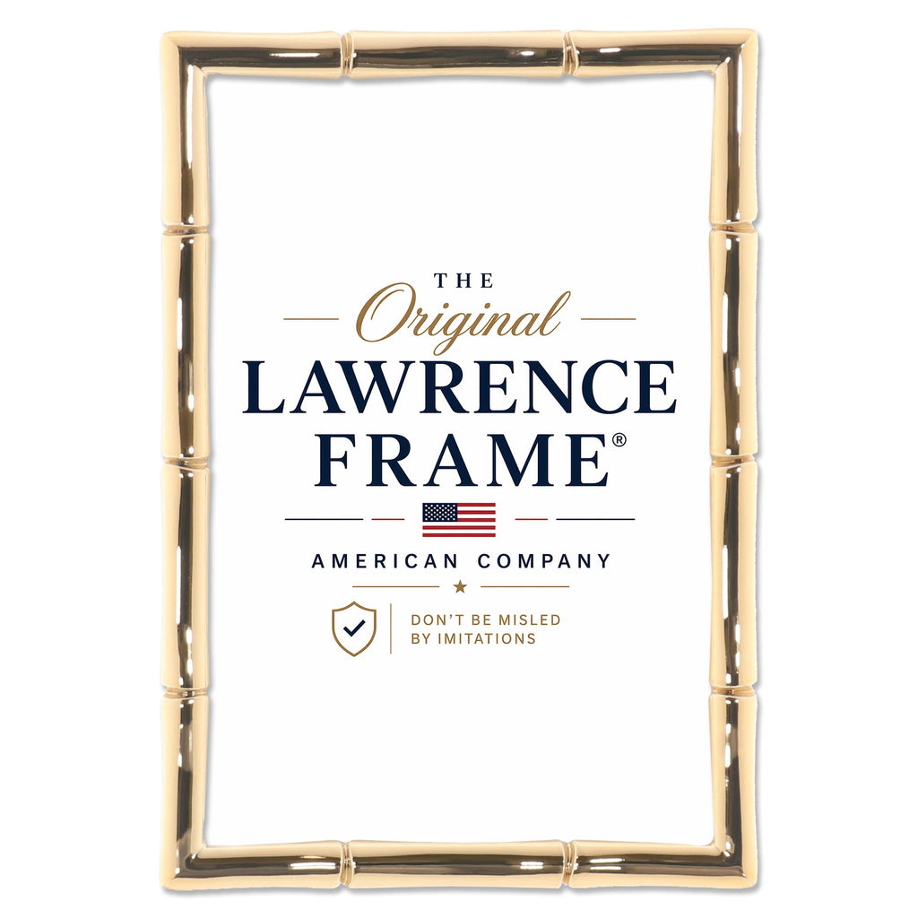 4-Inch W x 6-Inch H Gold Metal Picture Frame with Bamboo Design