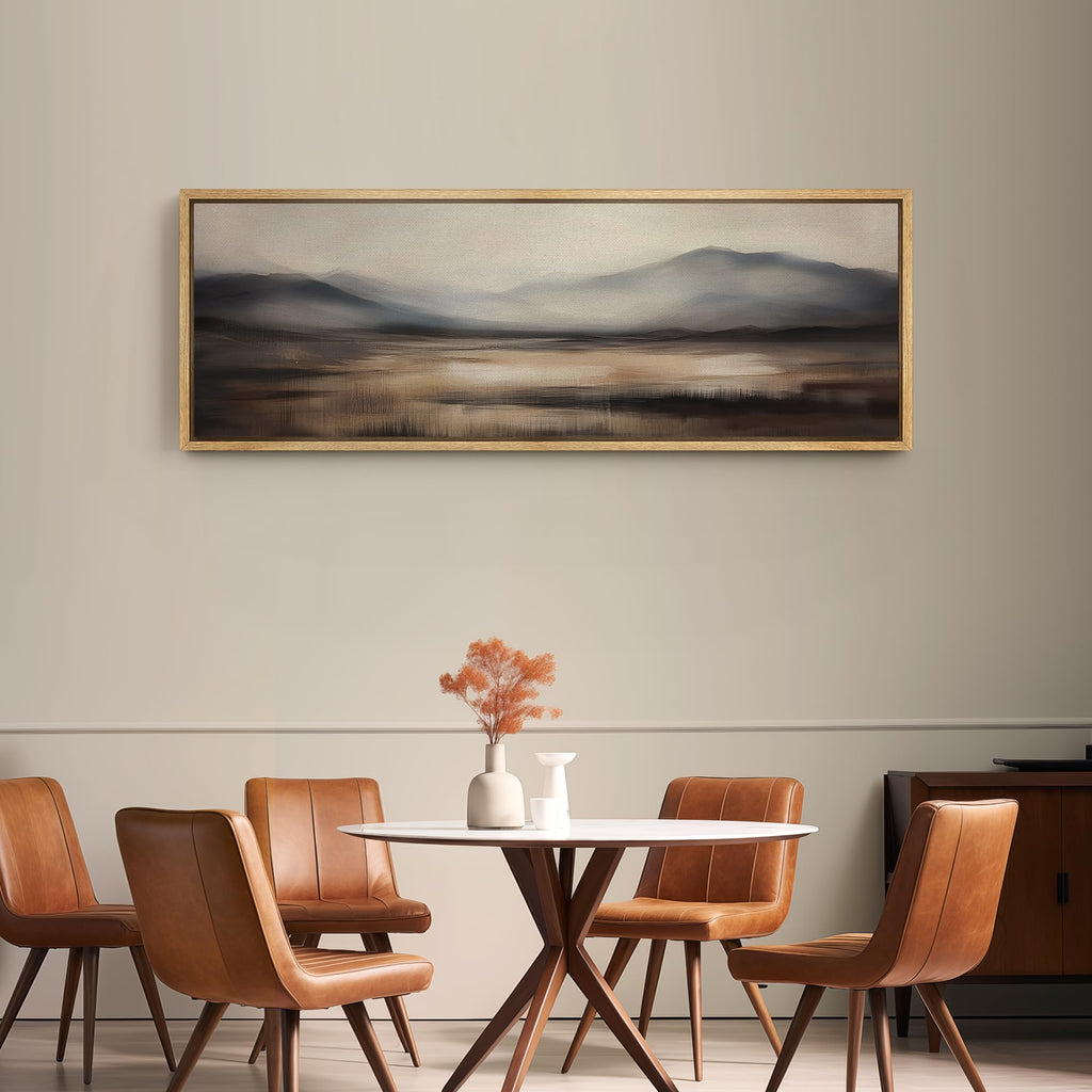 Large Framed Canvas Print Wall Art Neutral Mountain Landscape Serene Watercolor Style Illustrations Modern Art Calm