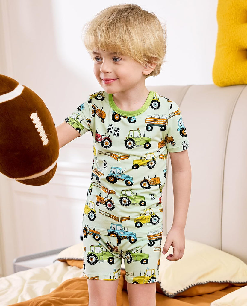 Bamboo Viscose Toddler Boys Pajamas Set, Short Sleeve Kids