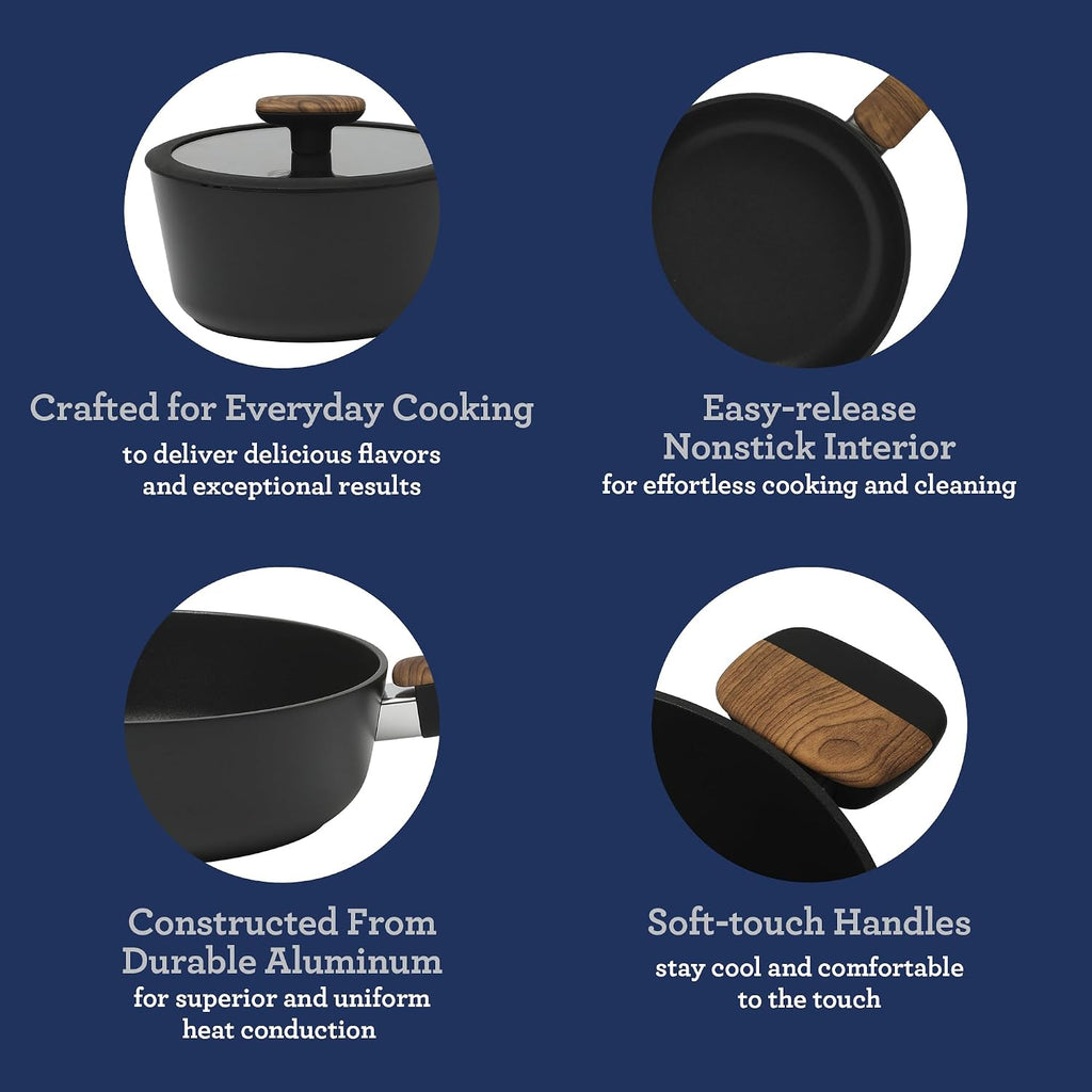 Platinum Oxburg 14 Piece Forged Aluminum PFA Free Non-toxic Premium Ceramic Non Stick Interior Cookware & Kitchen