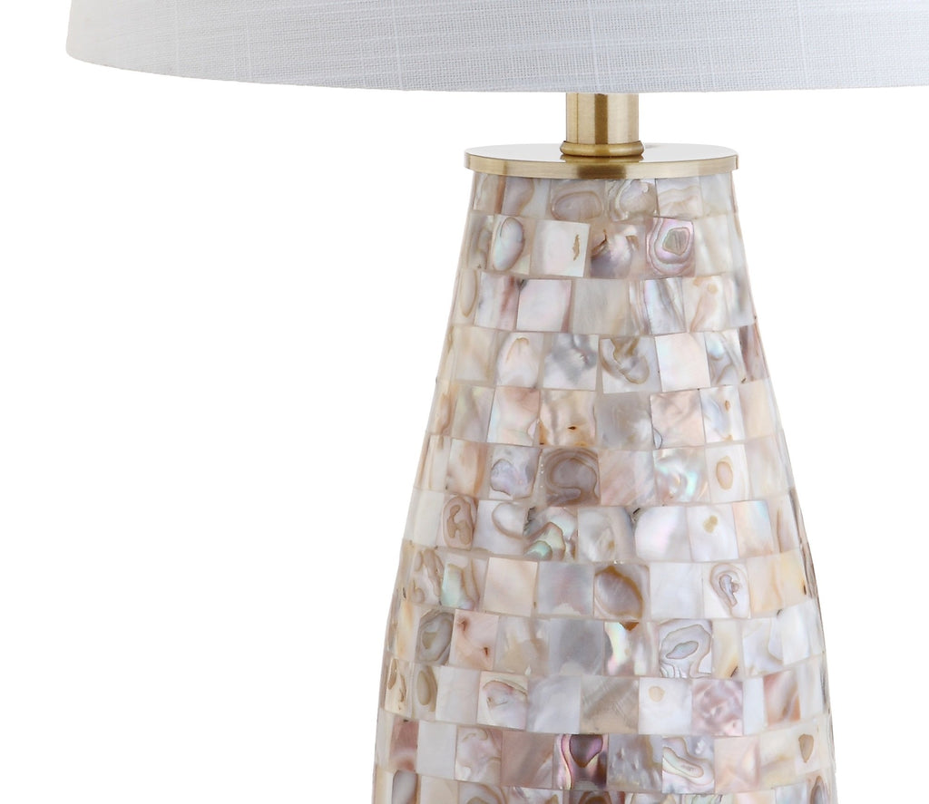 Jocelyn 28" Mosaic Seashell Table Lamp, Natural/Brass Gold