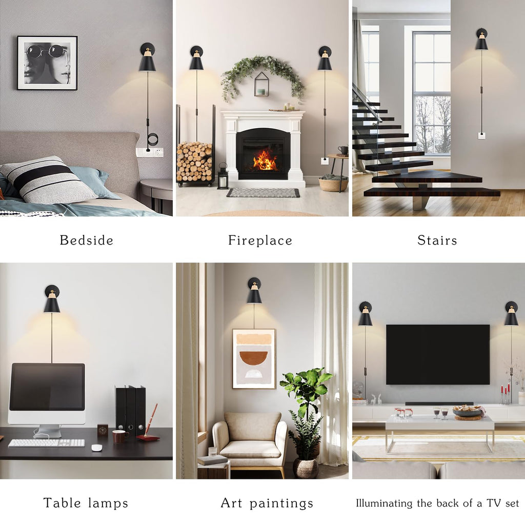 Black Plug in Wall Sconce Plug in Wall Mounted Light