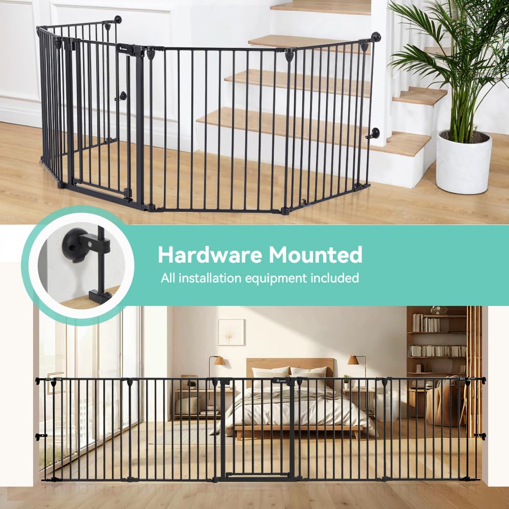 127.8" Extra Wide Baby Gate, Dog Gate Stairs Doorways