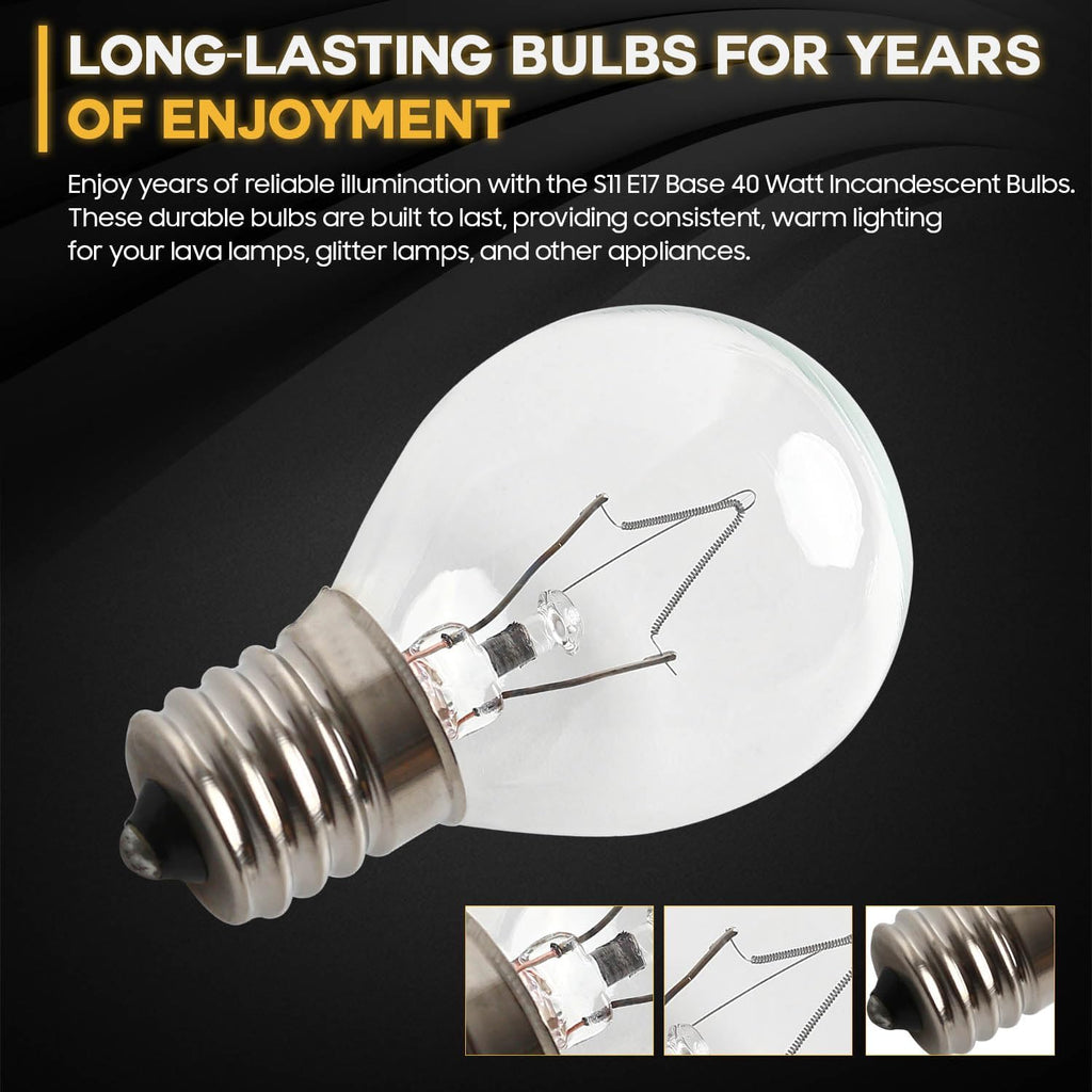 Lava Lamp Bulbs 40 Watt, S11 E17 Intermediate Base Replacement - Lava Lamp Replacement Bulb, Suitable