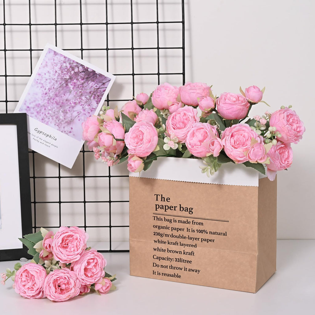8 Packs Peonies Artificial Flowers, Light Pink Silk Artificial Peonies