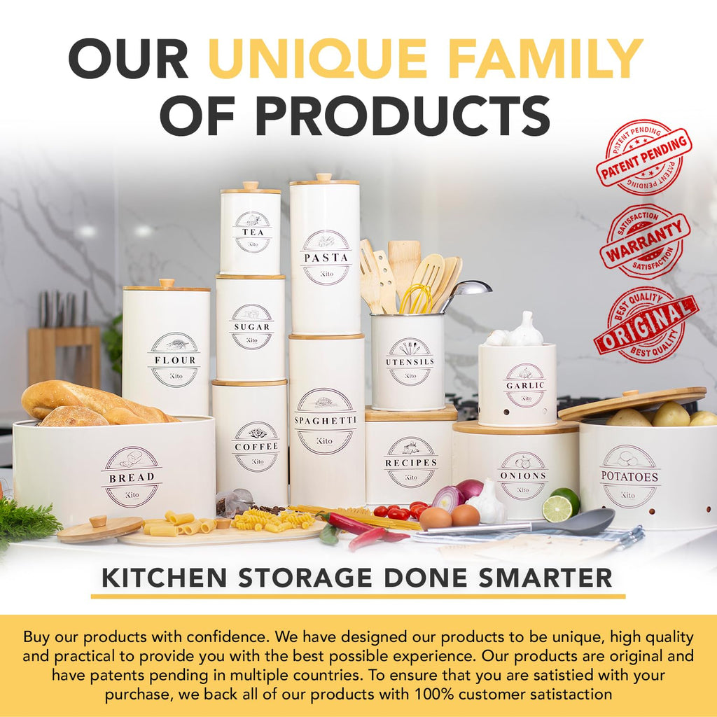 Airtight Tea, Coffee and Sugar Container Set - Stackable Kitchen Canisters
