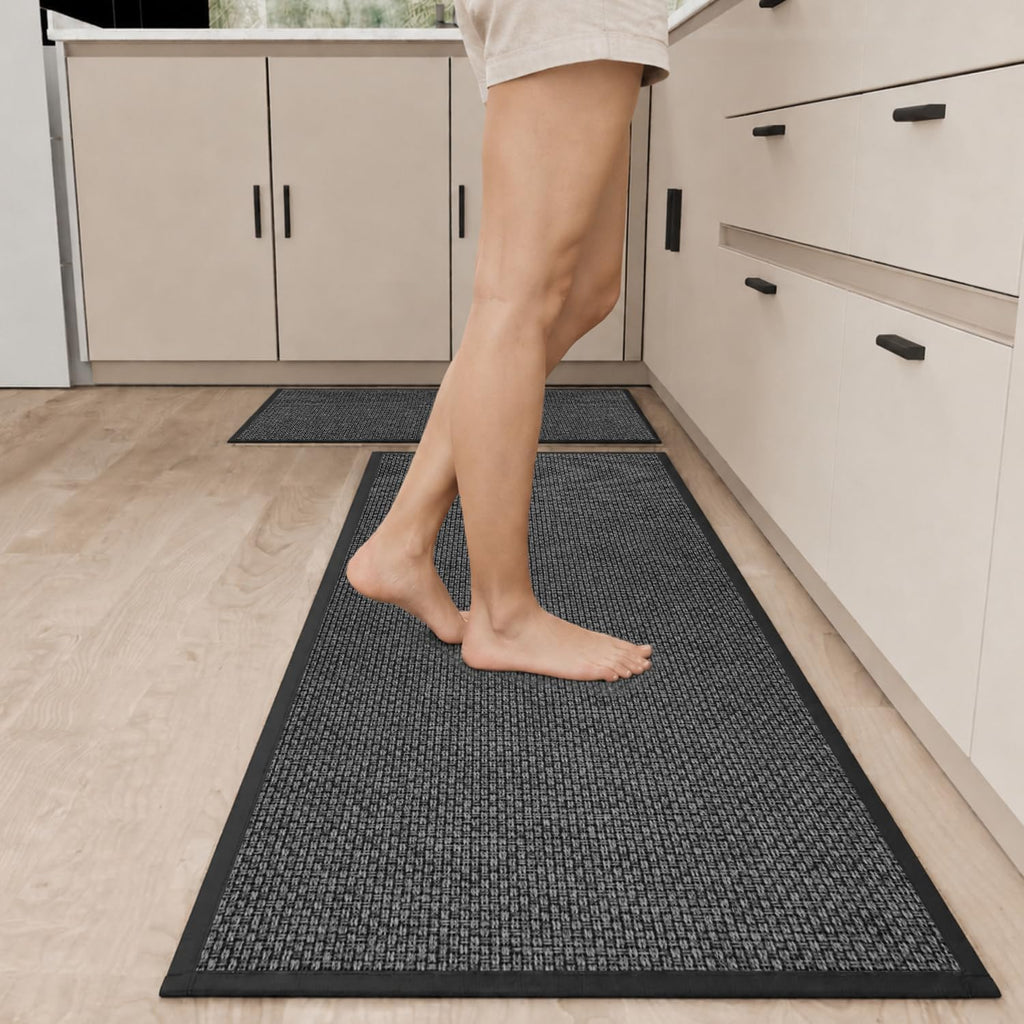 Kitchen Mat Set of 2 PCS, Cushioned Non Slip Rugs Floor, Absorbent Runner Comfort Standing Mats Washable