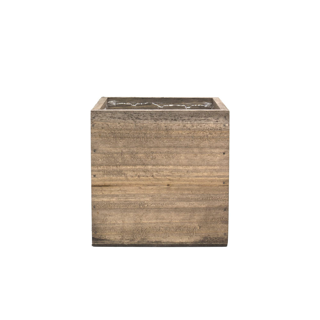 Cube Planter Box with Removable Plastic Liner (5"x5"x5")(4 PCS) | Multiple Size Choices Wood Square Planter | Indoor
