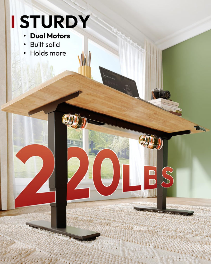 Solid Wood Dual Motor Standing Desk-48"x24"-Original/Black