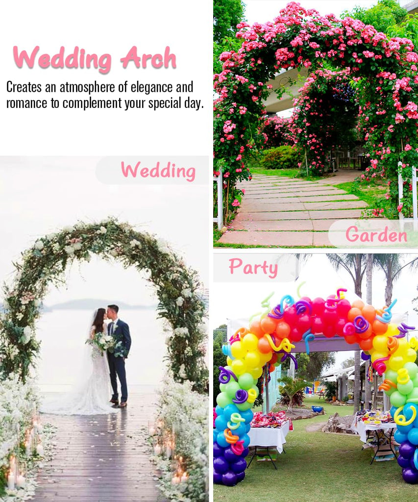 Metal 7Ft Wide 7.7Ft High, Wedding Arch Frame for Wedding Decorations, Balloon Arch Stand with Base for Ceremony