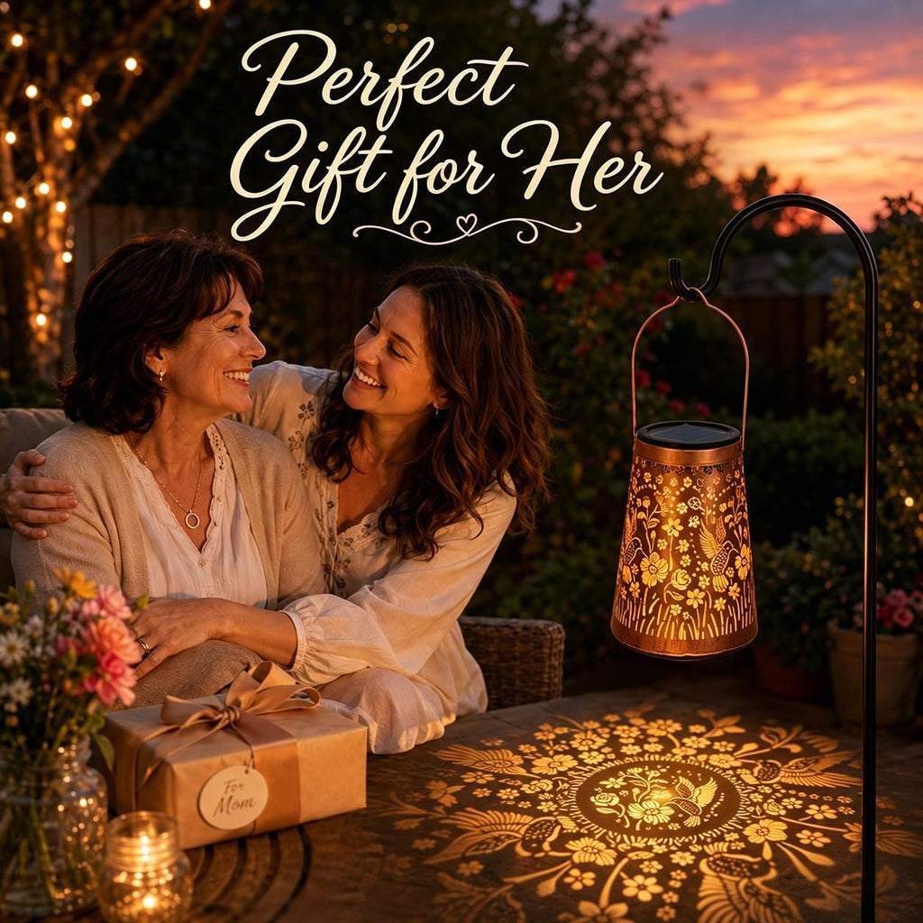 Hummingbird Solar Lanterns, Hanging Garden Lights, 2 Pack, Copper