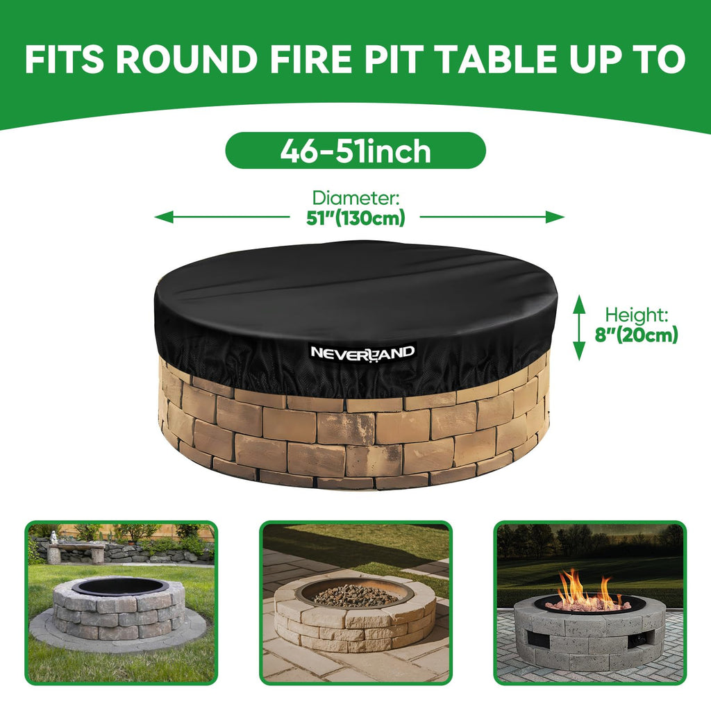 Fire Pit Cover Round, 46-51" Outdoor firepit cover for In-Ground Fire Pits