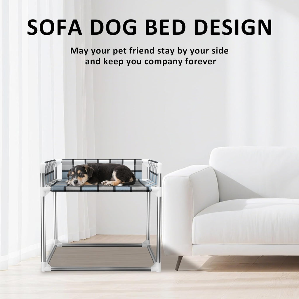 Bedside Cosleeper Dog Bed with Guardrail, 3-Fence Height Elevated Bed Dog